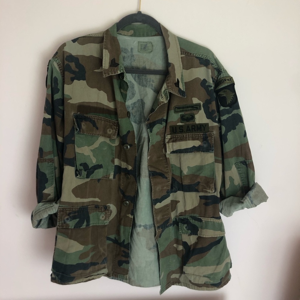 Camo Army Jacket with Embroidery